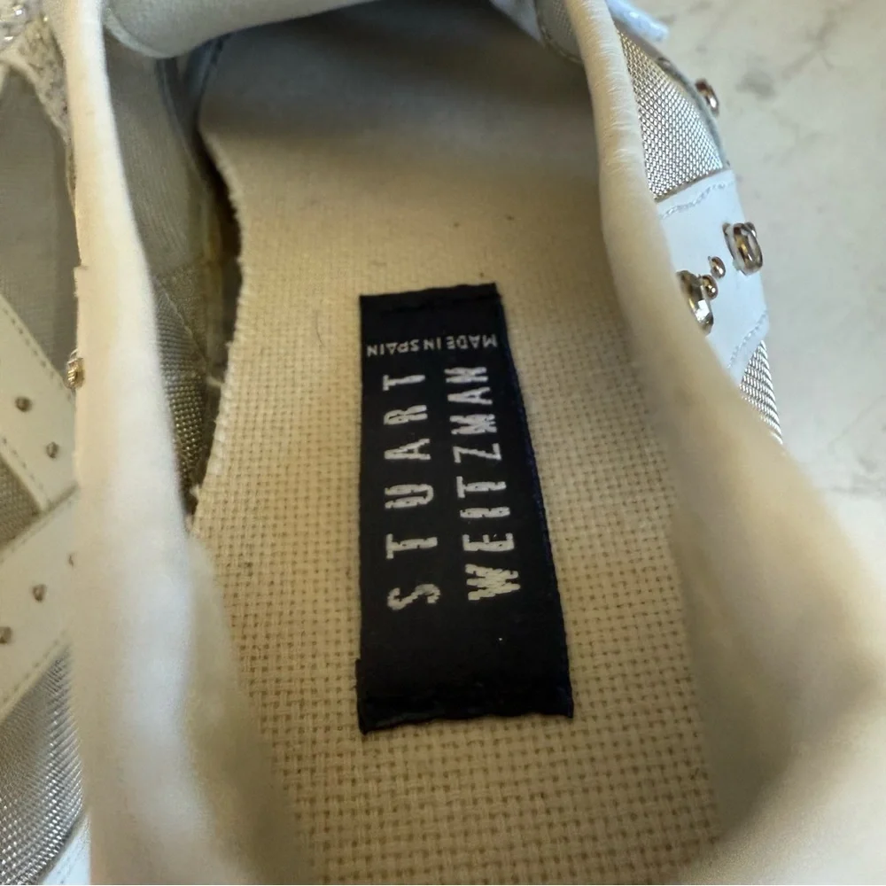 Stuart Weitzman VTG White Studded Sneakers - Picture 4 of 8